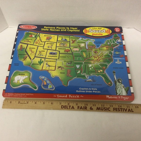 Melissa & Doug U.S.A. Sound Puzzle Wooden State Names & Capital New Sealed - Picture 6 of 10
